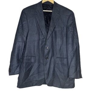 Chaps Ralph Lauren Suit Jacket Blazer 42R Gray Blue Silk Wool Blend Lightweight